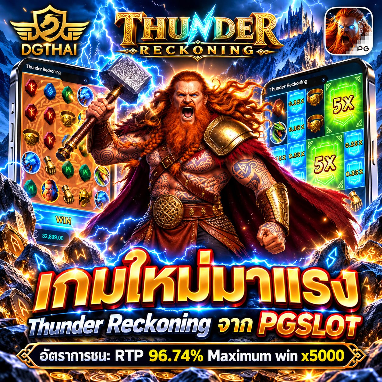 เกมใหม่มารง Thunder Reckoning จาก PGSLOT (RTP 96.74% x5000)